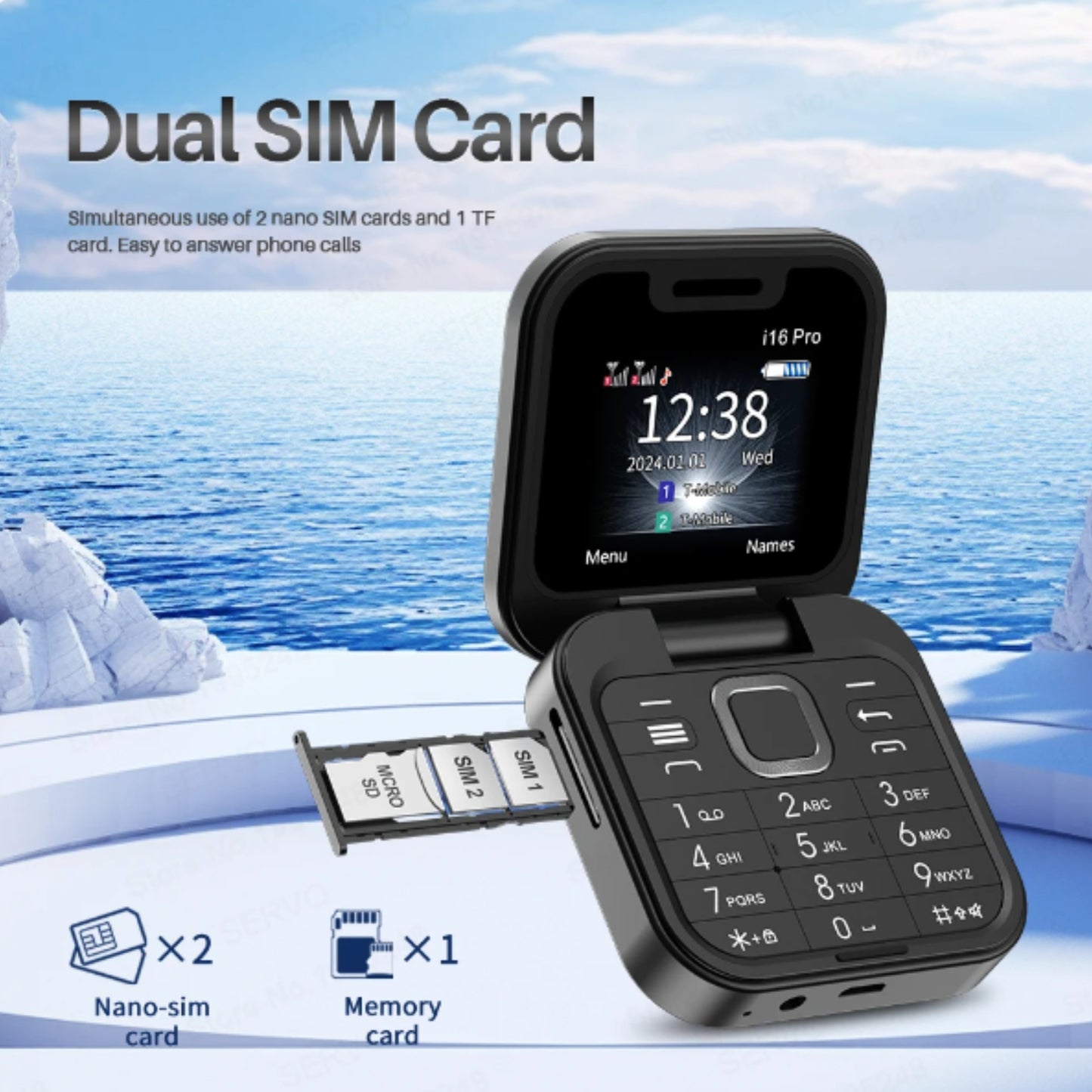 i16 Pro Fold Mobile Dual SIM FM Magic Voice