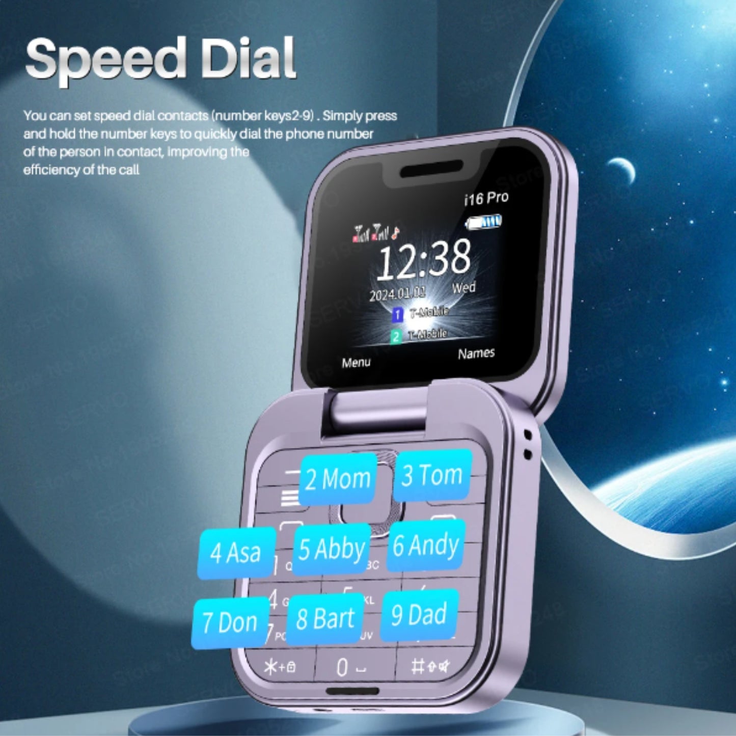 i16 Pro Fold Mobile Dual SIM FM Magic Voice